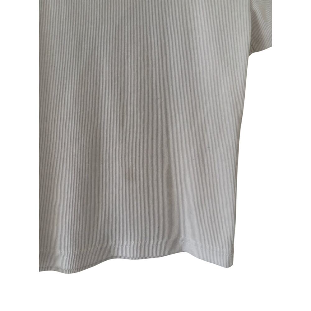 Zara Womens White Ribbed T Shirt Crew Neck Stretch Short Sleeve Size M Basic - Picture 7 of 7